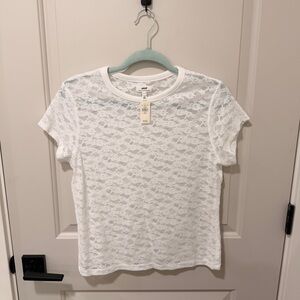 aerie White Lace Short Sleeve Tee